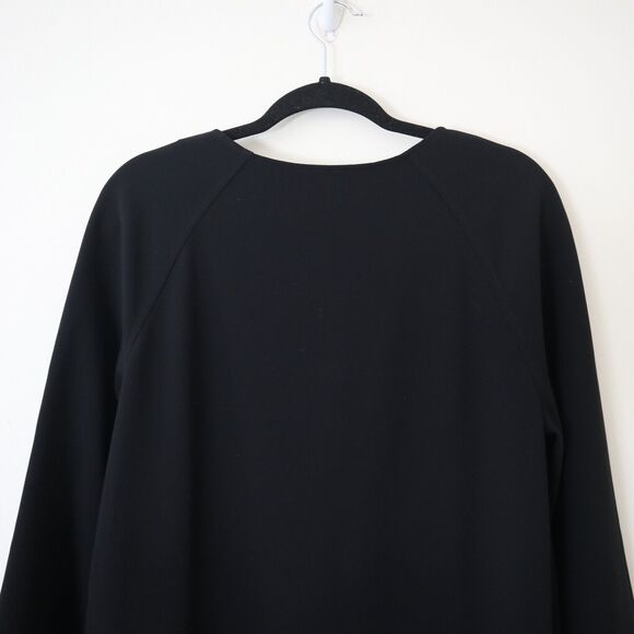 Theory Size L Maxyne Crepe Shift Dress Raglan 3/4 Sleeve Black - Picture 8 of 10